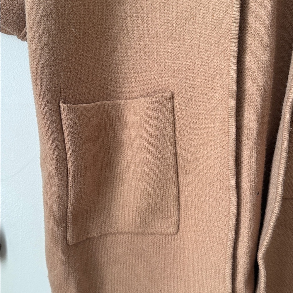 Mango Cozy Tan Open-Front Cardigan Sweater - Picture 4 of 6